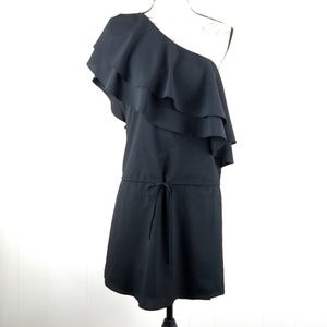 Off Shoulder Black Mini Dress Cinch Waist M